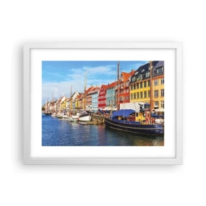 Affisch i vit ram - Glad kaj - 40x30 cm