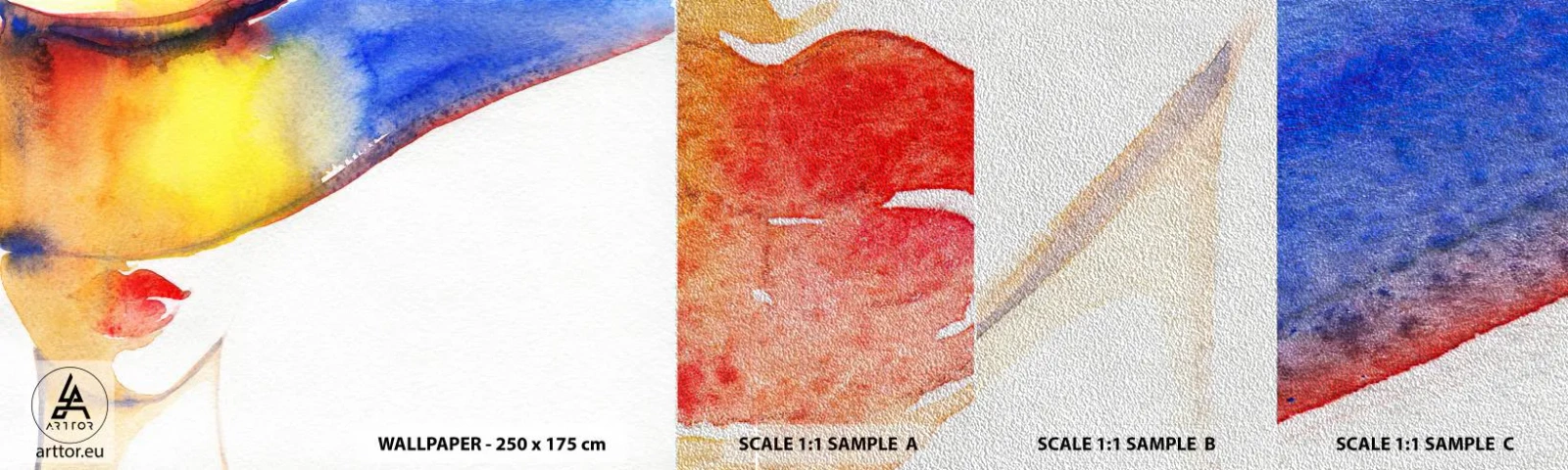 Provbit av fototapet Premium Sand - Damporträtt - Abstraktion, Kvinna, Hatt - 100x30 cm