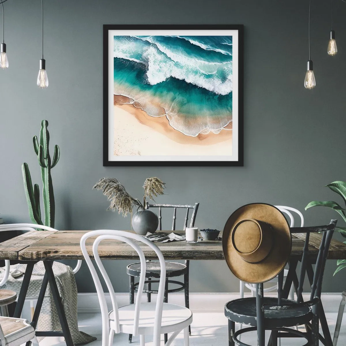 Affisch i svart ram - Ett evigt möte - 40x40 cm