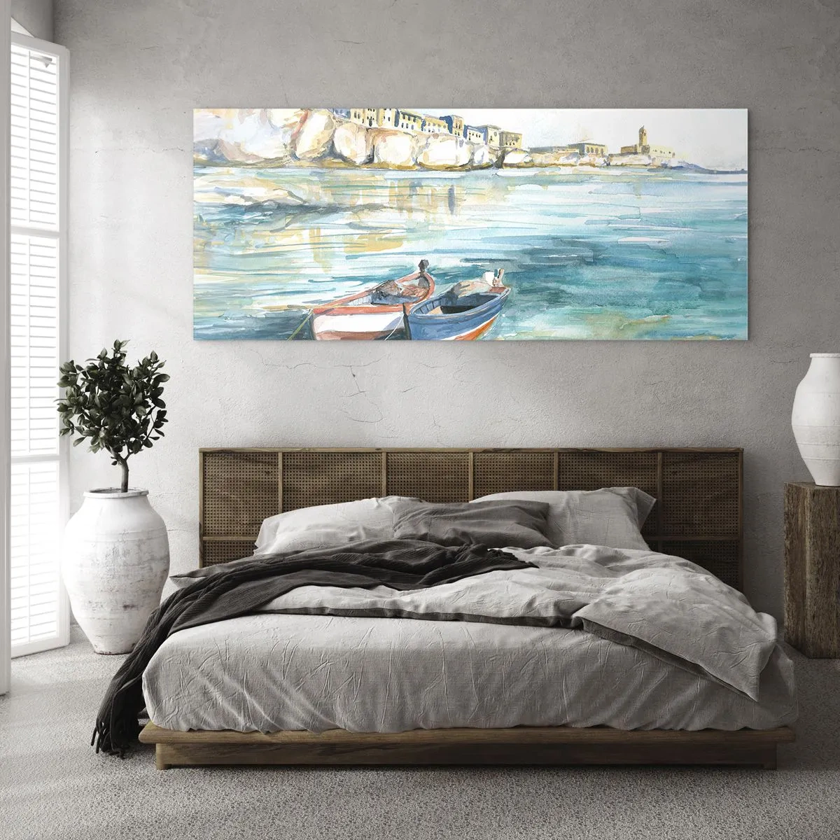 Glastavla - Bild på glas - Landskap i azurblått - 100x40 cm
