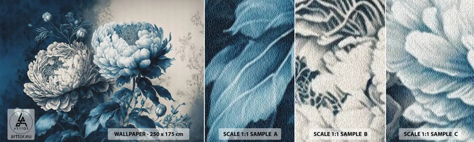 Fototapet Prov Standard Eco - Ett väl matchat par - Blommor, Klassisk, Rokoko - 100x30 cm