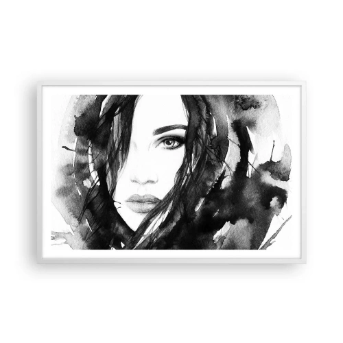 Affisch i vit ram - En damportätt i svart och vit - 91x61 cm
