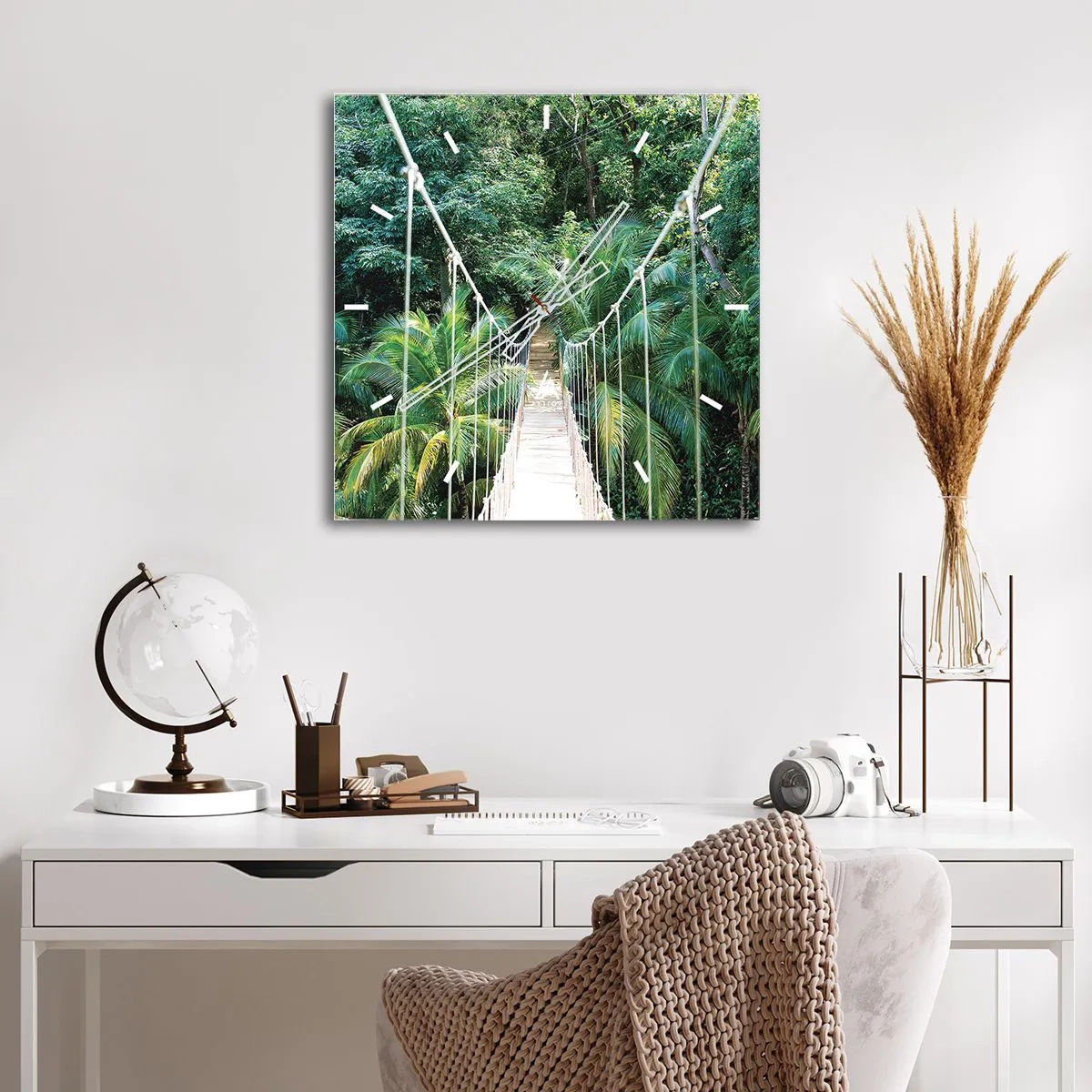 Väggklocka - Klocka på glas - Welcome to the jungle! - 40x40 cm