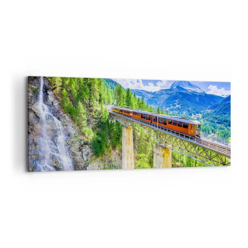 Canvastavla - Bild på duk - Järnväg till Alperna - 120x50 cm