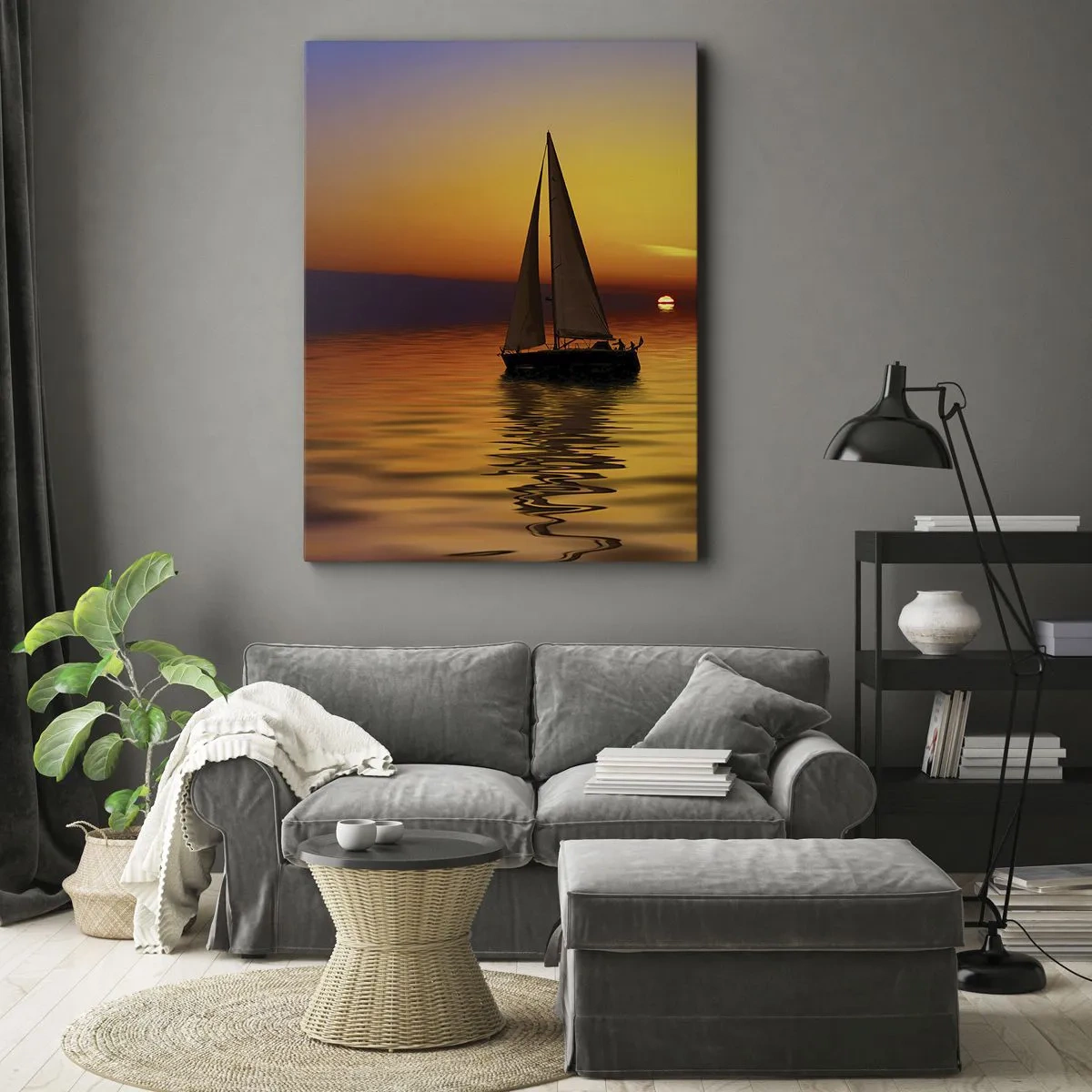 Canvastavla - Bild på duk - Så tyst i skymningen... - 65x120 cm