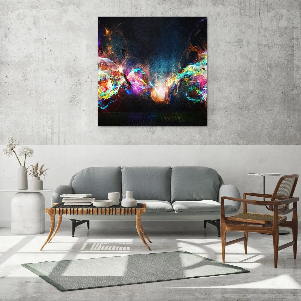 Glastavla - Bild på glas - Glatt mot mörkret - 70x70 cm