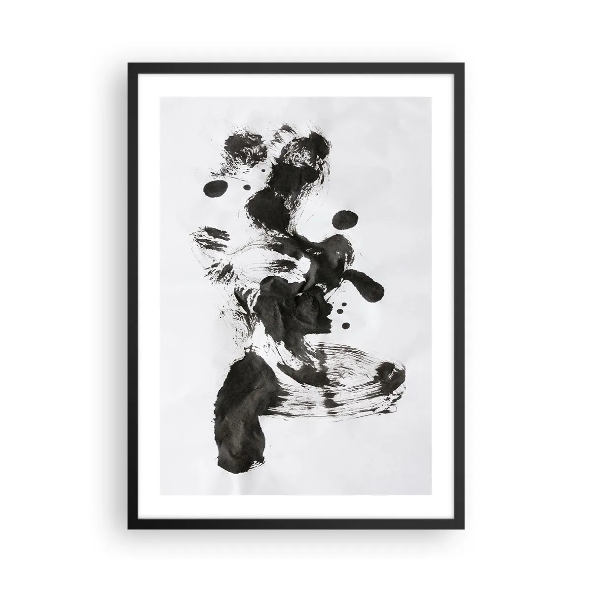 Affisch i svart ram - Svartvit abstraktion i expressionistisk stil - 50x70cm - En metod i galenskap? - Modern väggdekoration för vardagsrum och sovrum ARTTOR