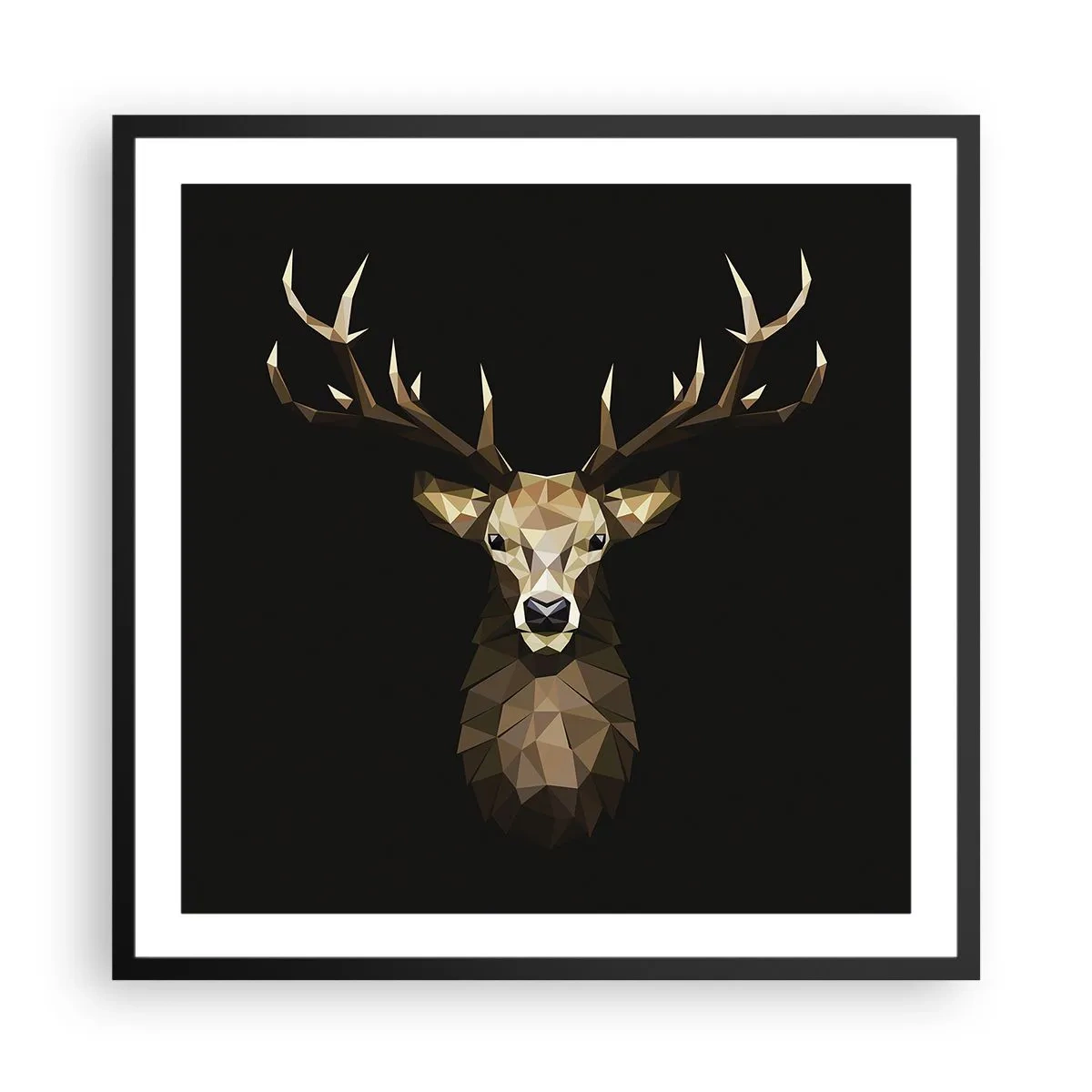 Affisch i svart ram - Kubistisk hjort - 60x60 cm