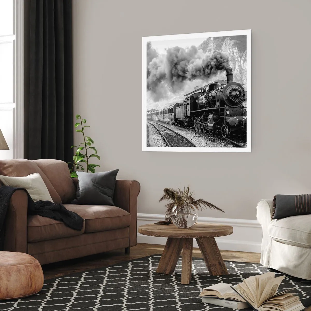 Affisch - Det står ett lok på stationen... - 60x60 cm
