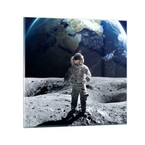 Glastavla - Bild på glas - Hälsningar från månen - 70x70 cm