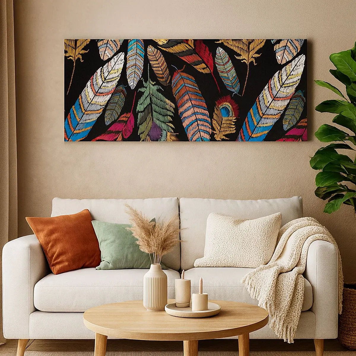 Canvastavla - Bild på duk - Fågelkarneval - 100x40 cm