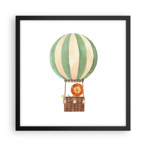 Affisch i svart ram - Leons resor - 40x40 cm