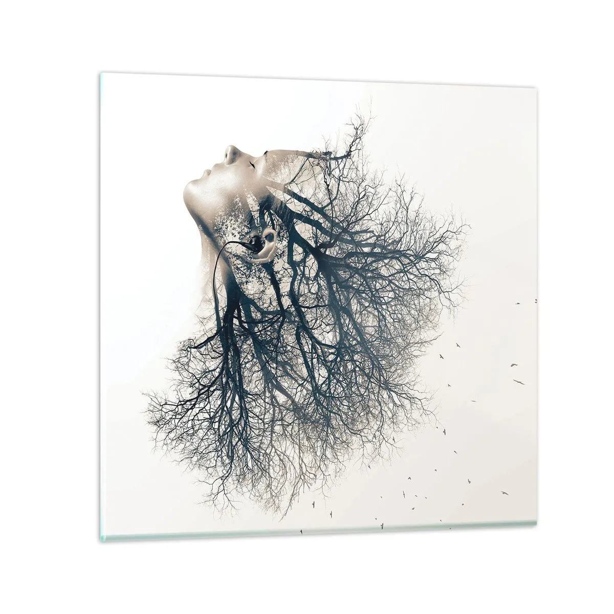 Glastavla - Bild på glas - Lyssnar på trädens viskningar - 70x70 cm