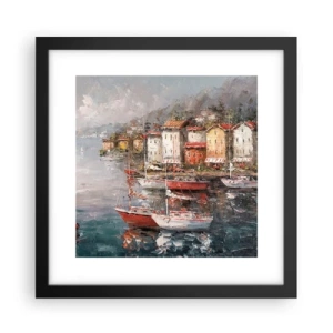 Affisch i svart ram - Romantisk hamn - 30x30 cm