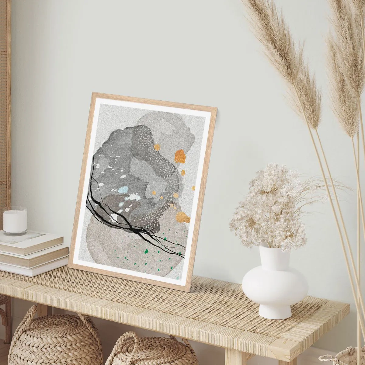 Affisch i ram av ljusek - Organisk komposition - 50x70 cm