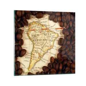 Glastavla - Bild på glas - Varifrån kommer det bästa kaffet? - 70x70 cm