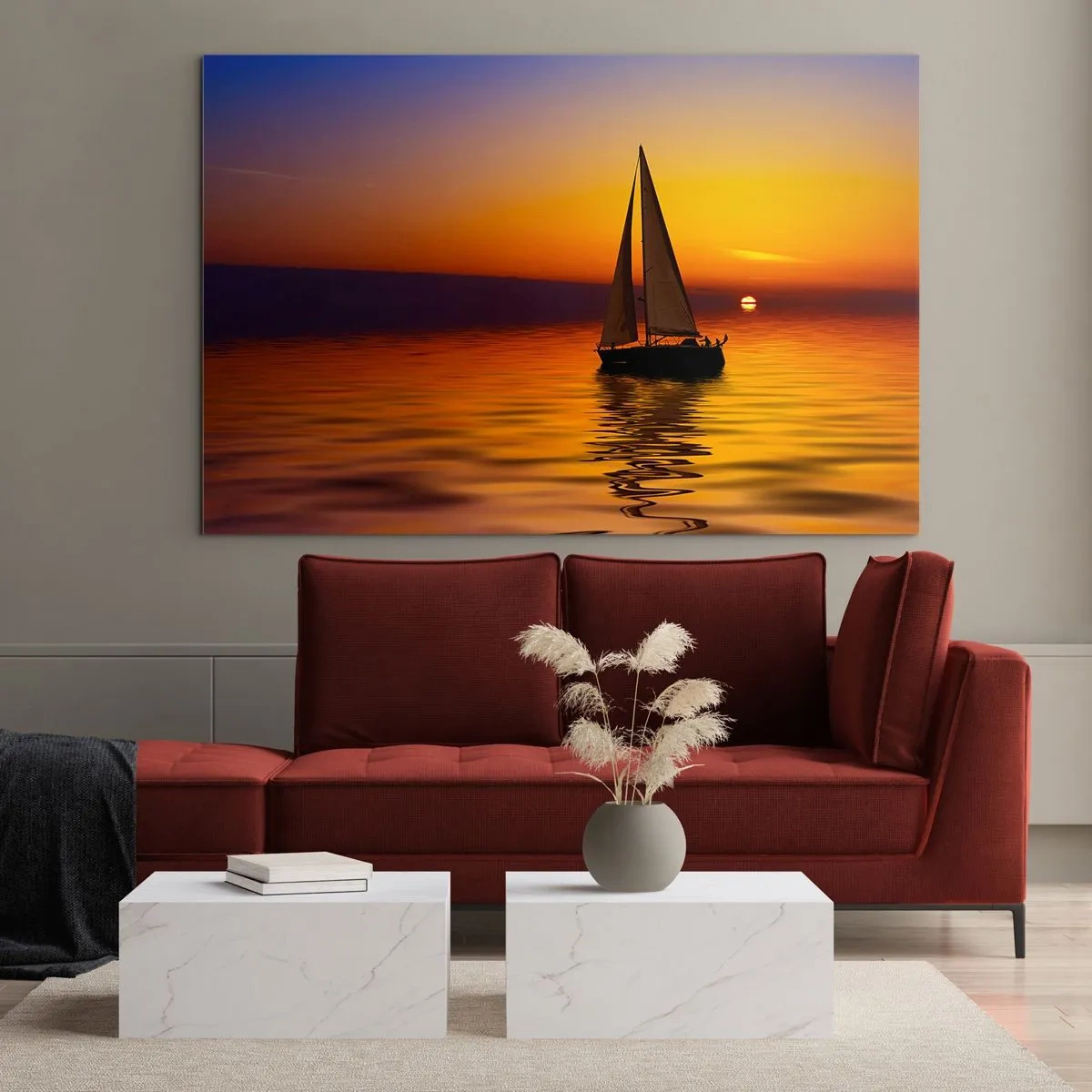 Glastavla - Bild på glas - Så tyst i skymningen... - 120x80 cm