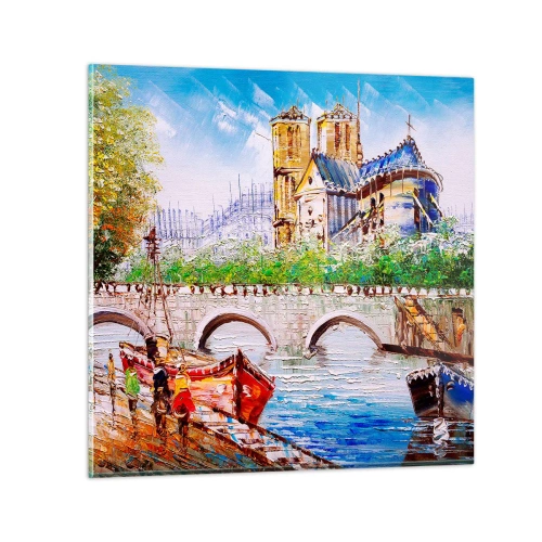 Glastavla - Bild på glas - Deras tid är aldrig förbi - 70x70 cm