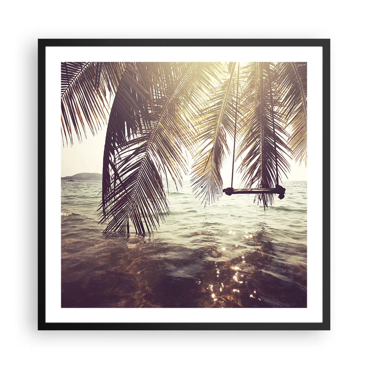 Affisch i svart ram - Gunga i molnen hur mycket du vill - 60x60 cm