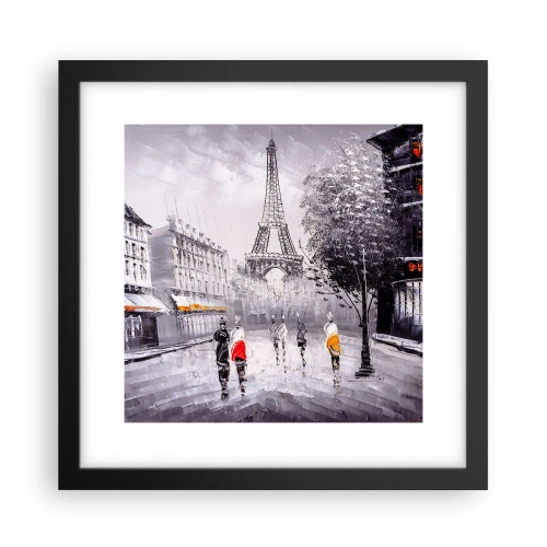 Affisch i svart ram - Promenad i Paris - 30x30 cm