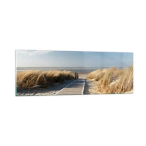 Glastavla - Bild på glas - Bortom sanddynan, i gräsets brus - 90x30 cm