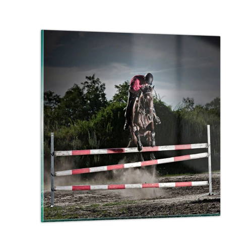 Glastavla - Bild på glas - Tillsammans mot seger - 70x70 cm