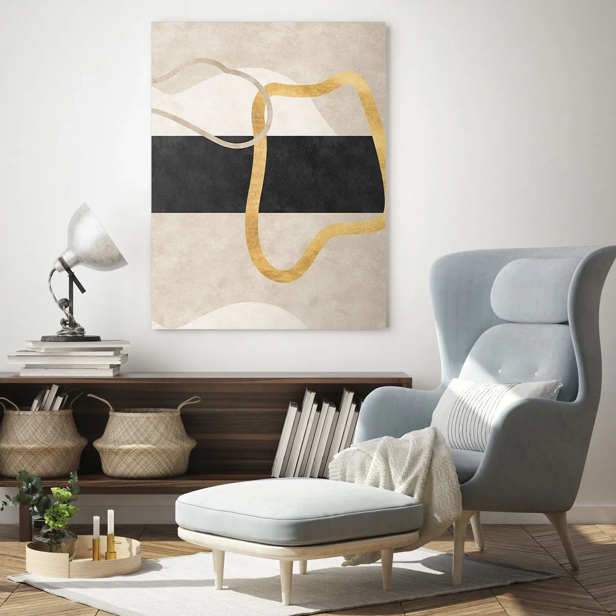 Glastavla - Bild på glas - Slingrande former - 50x70 cm