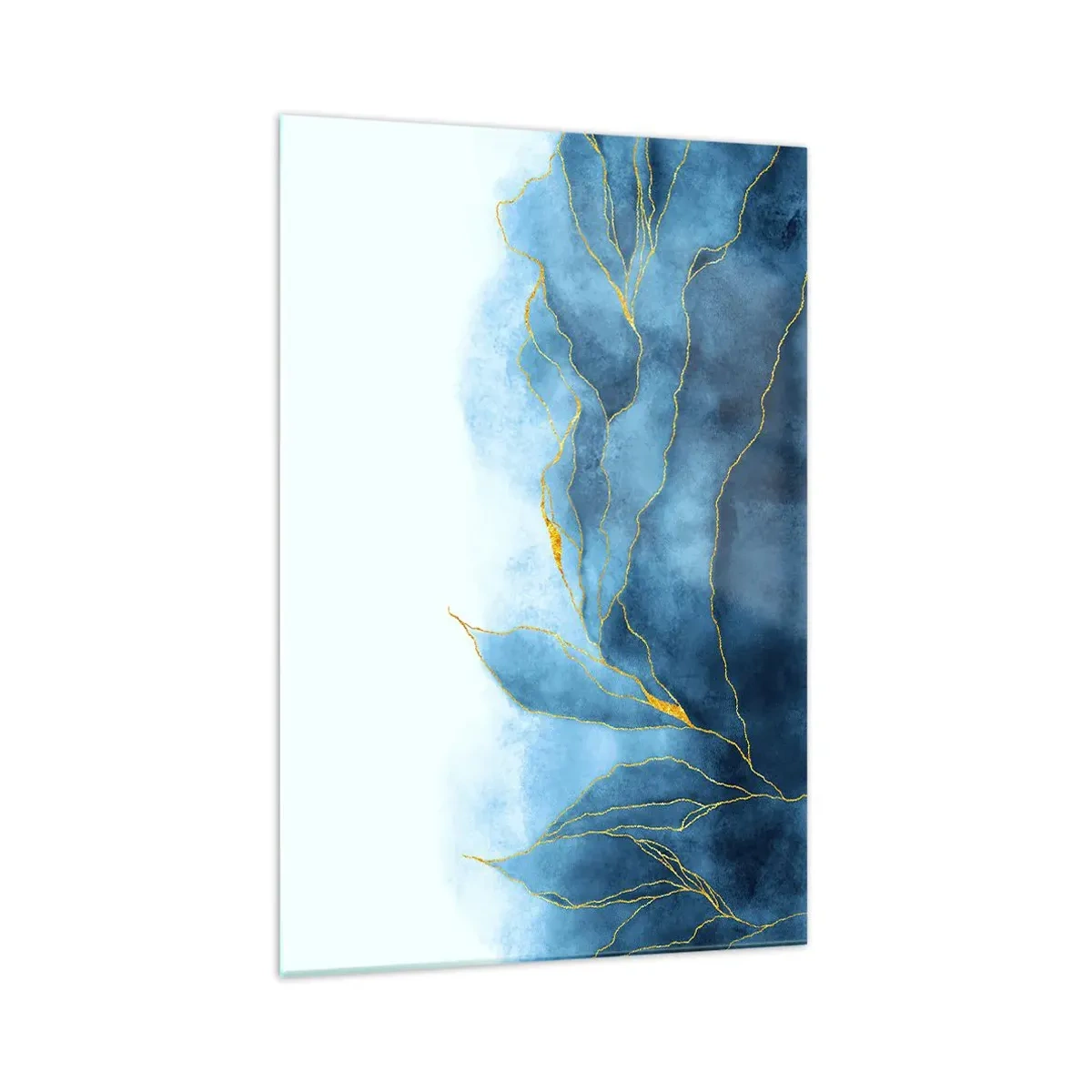 Glastavla - Bild på glas - Blått i guld - 70x100 cm