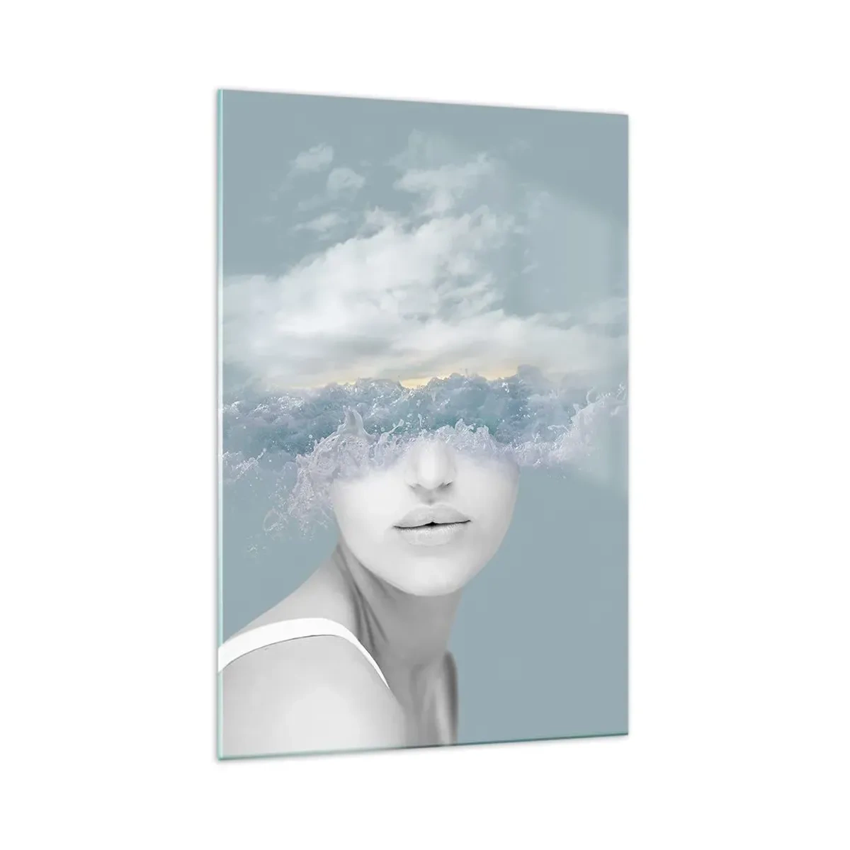 Glastavla - Bild på glas - Med huvudet i molnen - 70x100 cm