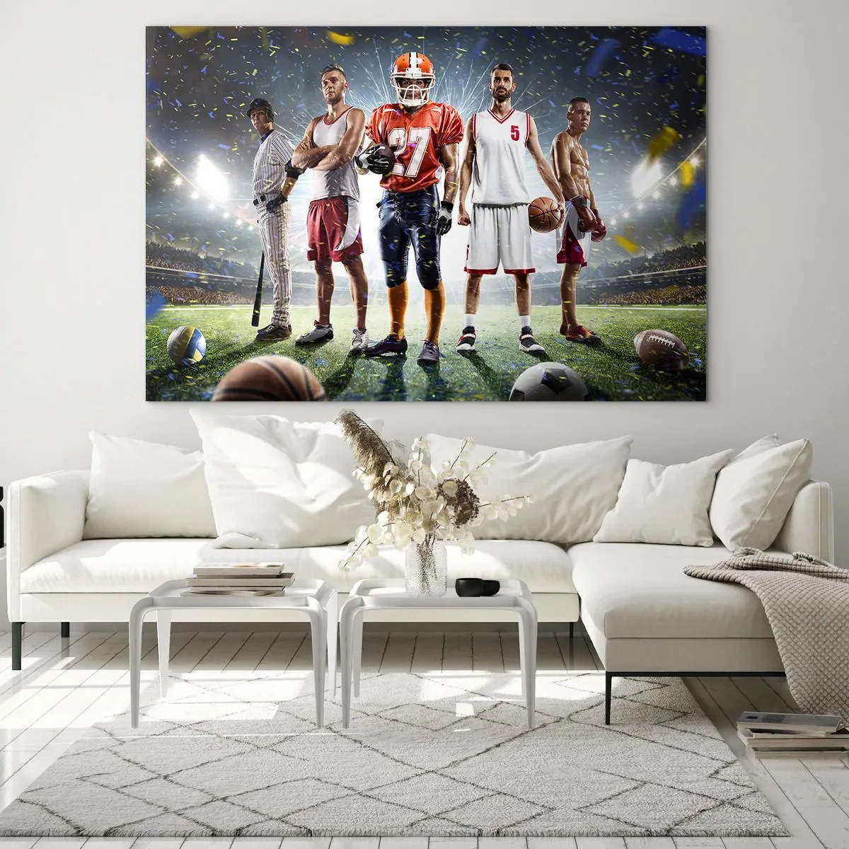 Glastavla - Bild på glas - Idrottare från olika discipliner i rampljuset på stadion - 70x50cm - Arenornas gladiatorer - Modern väggdekoration för vardagsrum och sovrum ARTTOR