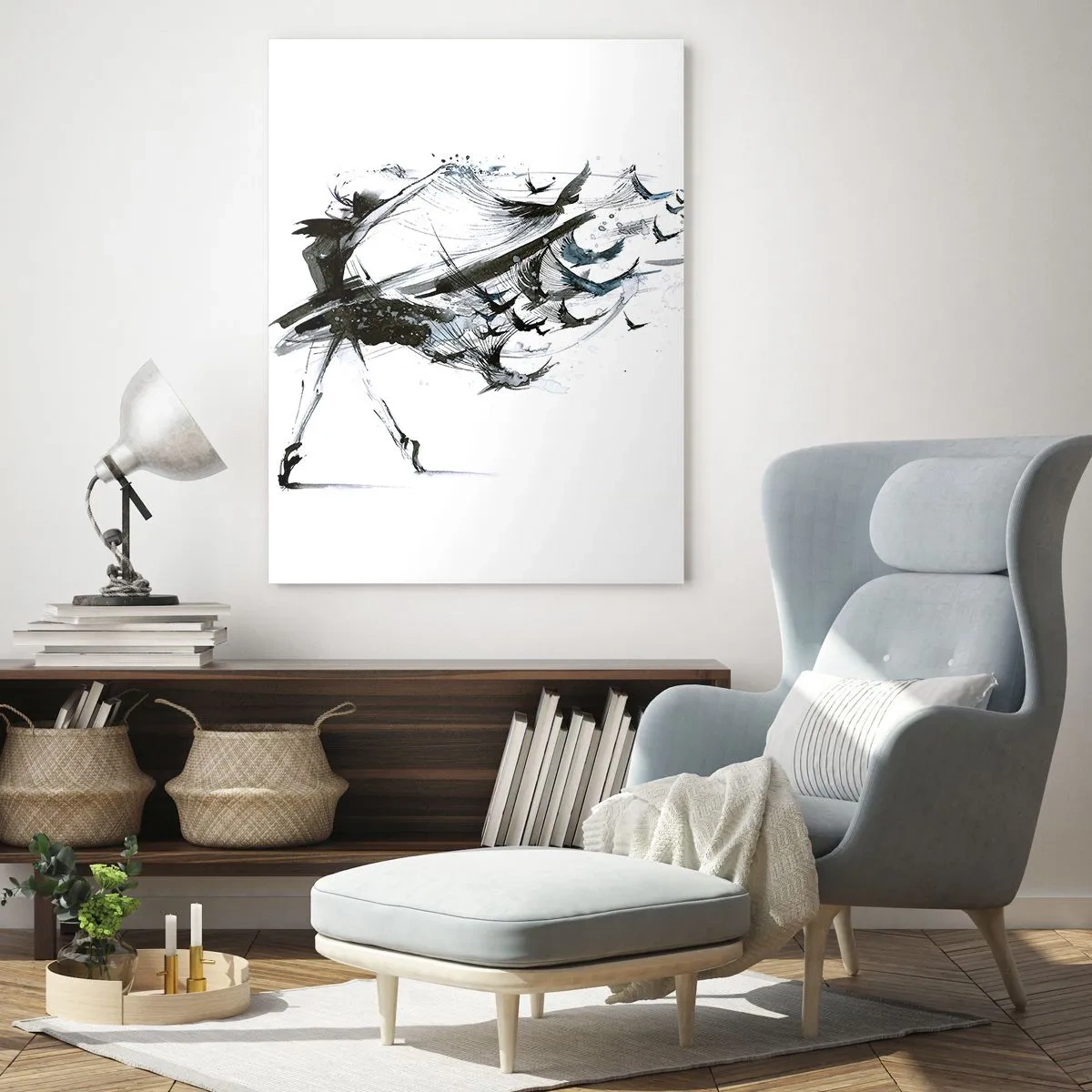 Glastavla - Bild på glas - Musikens magi befriar från trolldom - 50x70 cm
