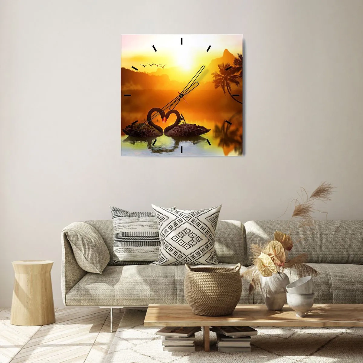 Väggklocka - Klocka på glas - Allt parat - 40x40 cm