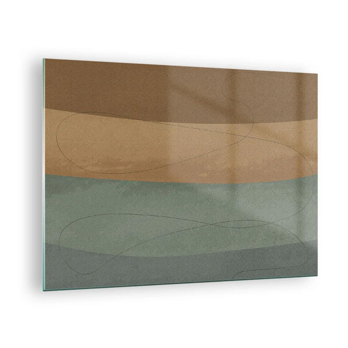 Glastavla - Bild på glas - Abstrakta ränder i jordnära toner - 70x50cm - Horisontell komposition - Modern väggdekoration för vardagsrum och sovrum ARTTOR