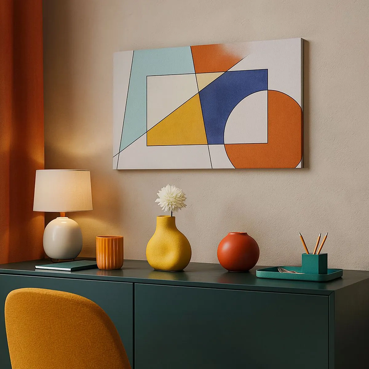 Canvastavla - Bild på duk - Abstraktion: modernistiskt nöje - 100x40 cm