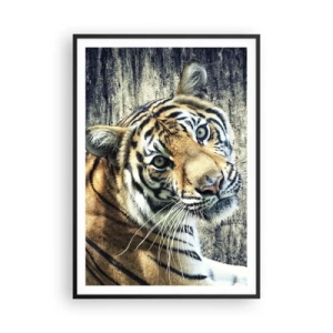 Affisch i svart ram - Porträtt i ljusstrålar - 70x100 cm