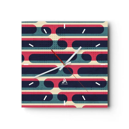 Väggklocka - Klocka på glas - In och framåt - 30x30 cm