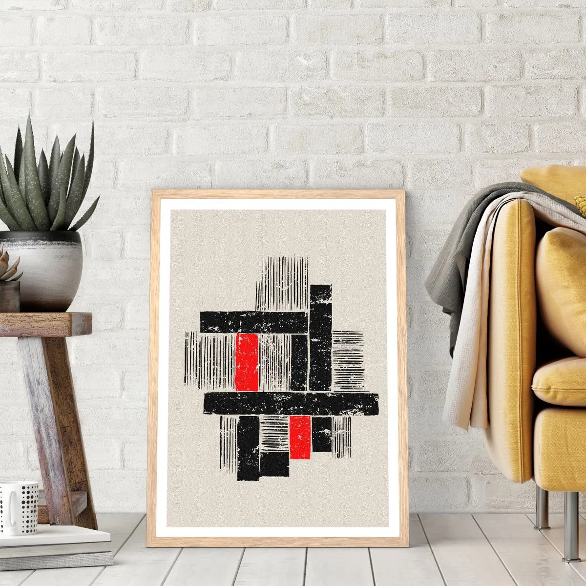 Affisch i ram av ljusek - Rött och svart - 70x100 cm