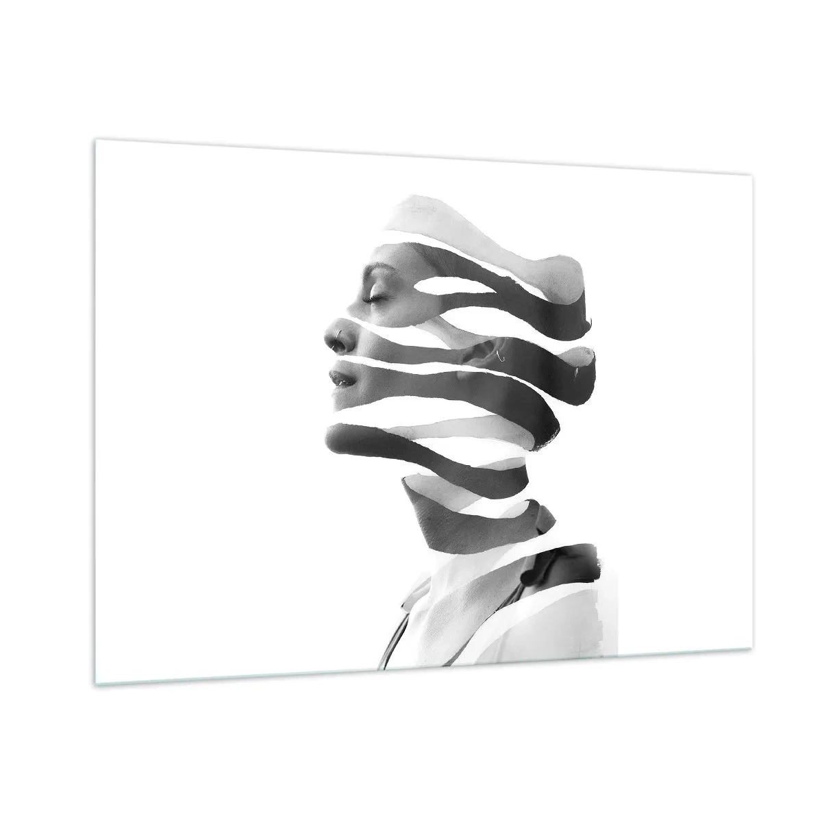 Glastavla - Bild på glas - Surrealistisk porträtt - 100x70 cm