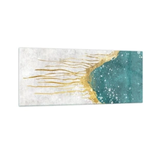 Glastavla - Bild på glas - Gyllene tidvatten - 100x40 cm