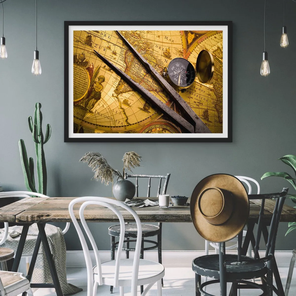 Affisch i svart ram - Var är skatterna? - 70x50 cm