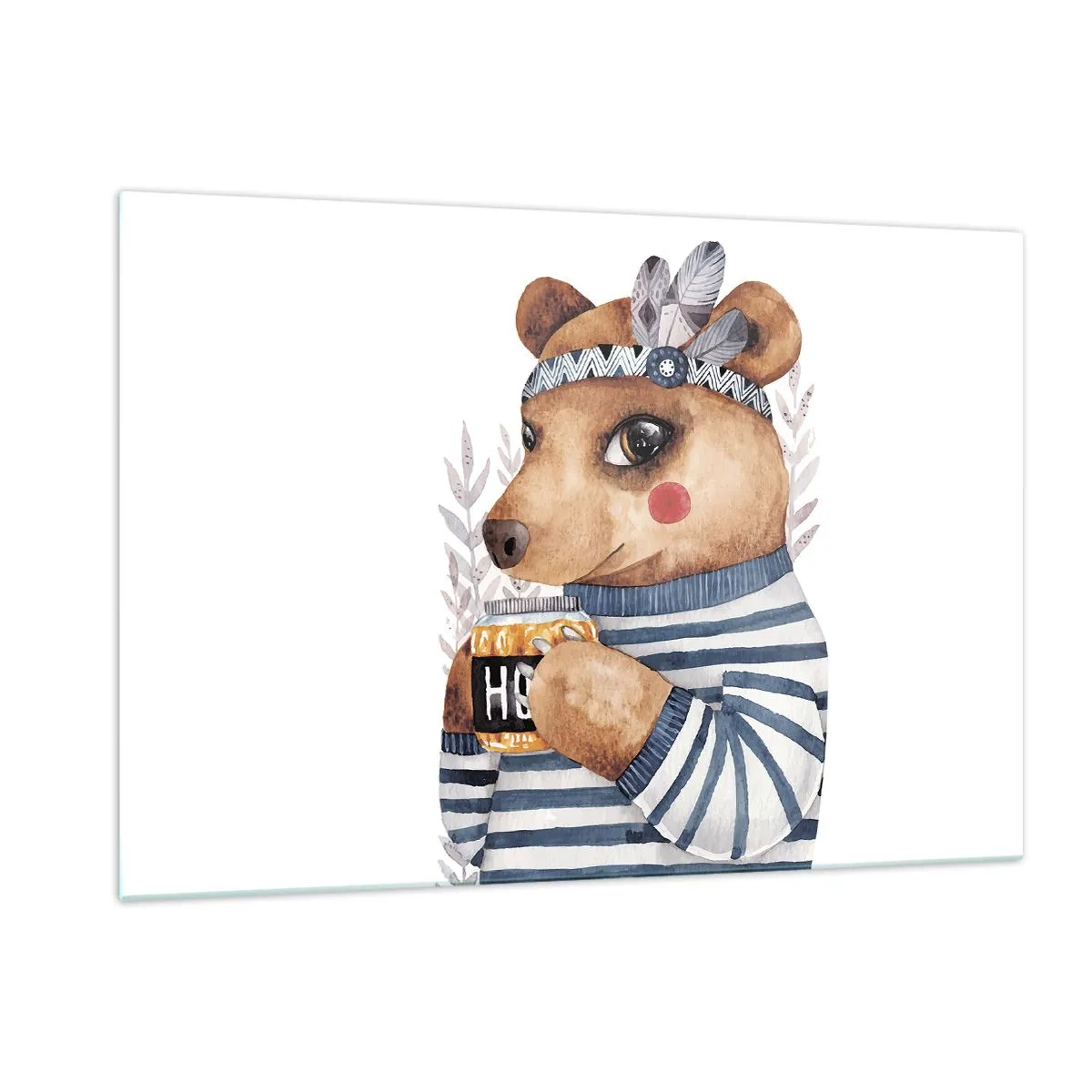 Glastavla - Bild på glas - Söt björnfru - 120x80 cm