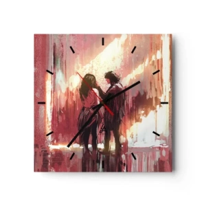 Väggklocka - Klocka på glas - Kärlekens eviga spektakel - 30x30 cm