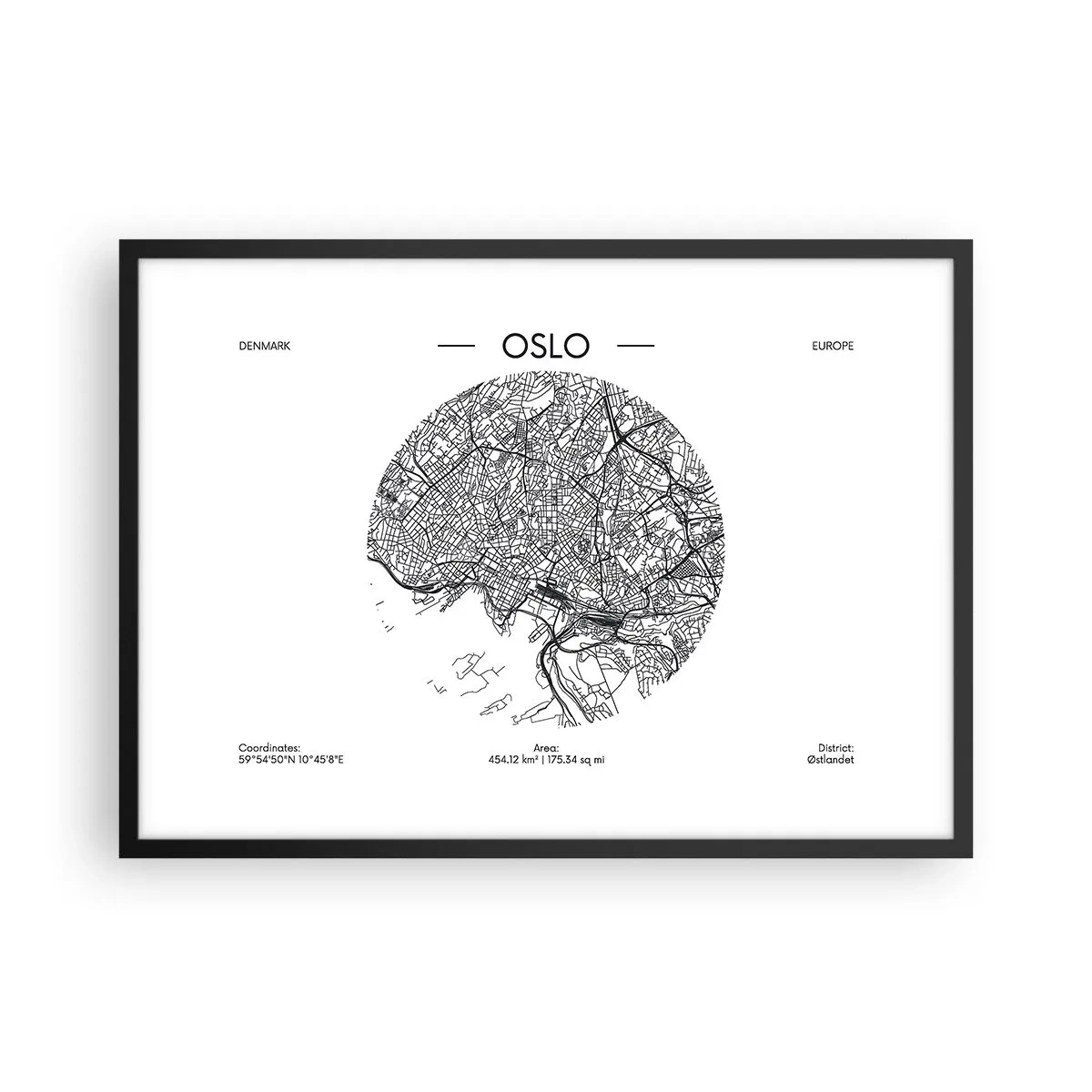 Affisch i svart ram - Oslos anatomi - 70x50 cm