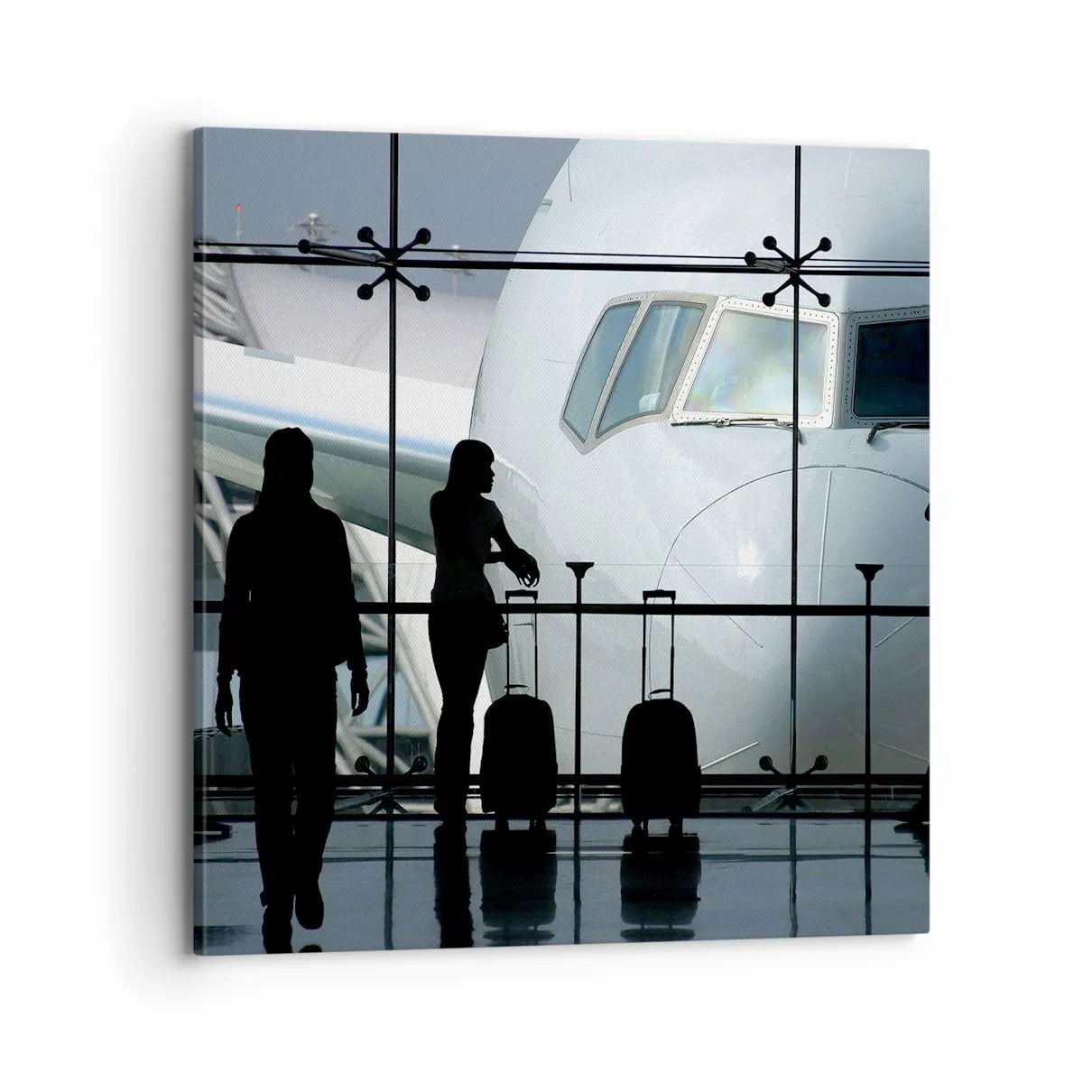 Canvastavla - Bild på duk - Vis a vis på flygplatsen - 70x70 cm