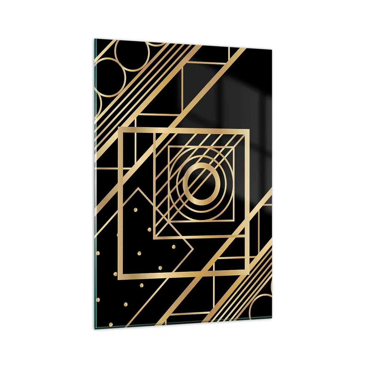 Glastavla - Bild på glas - Gyllene geometri - 80x120 cm
