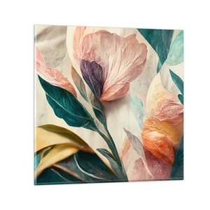 Glastavla - Bild på glas - Blommor av de södra öarna - 50x50 cm