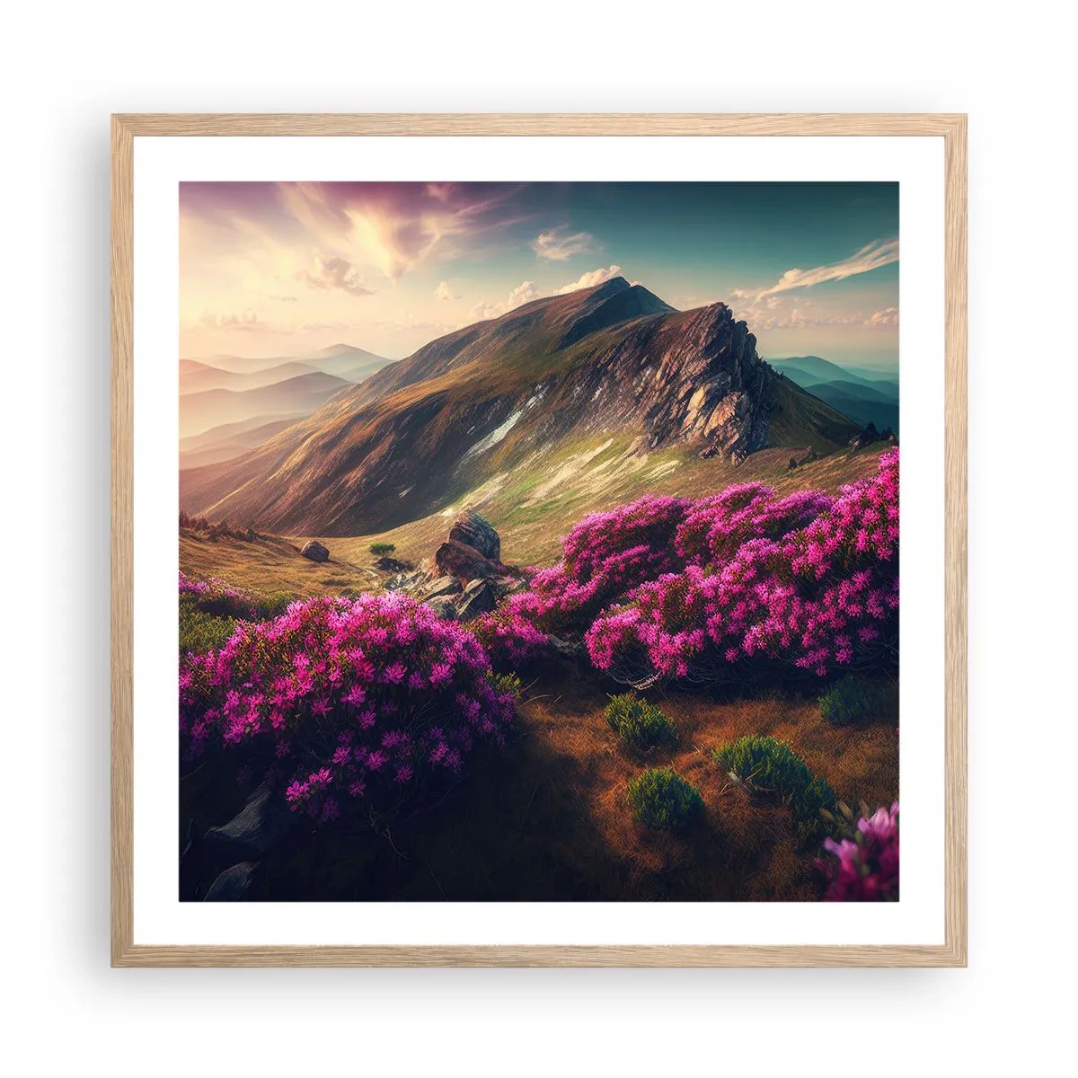 Affisch i ram av ljusek - Sommar i fjällen - 60x60 cm