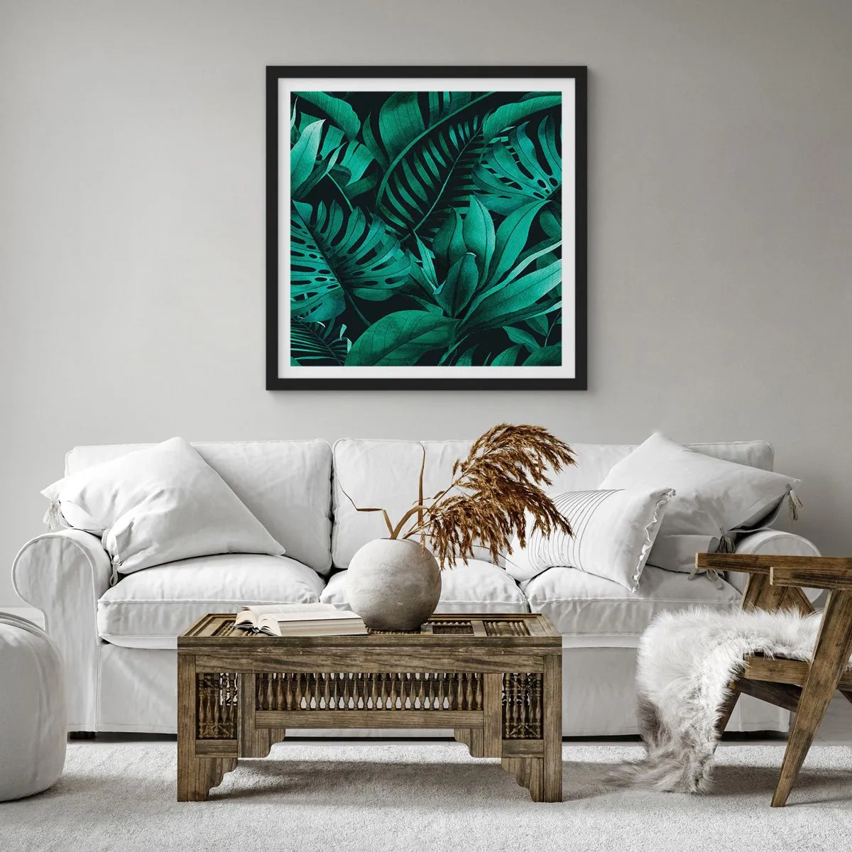 Affisch i svart ram - Tropiska grönskans djup - 50x50 cm