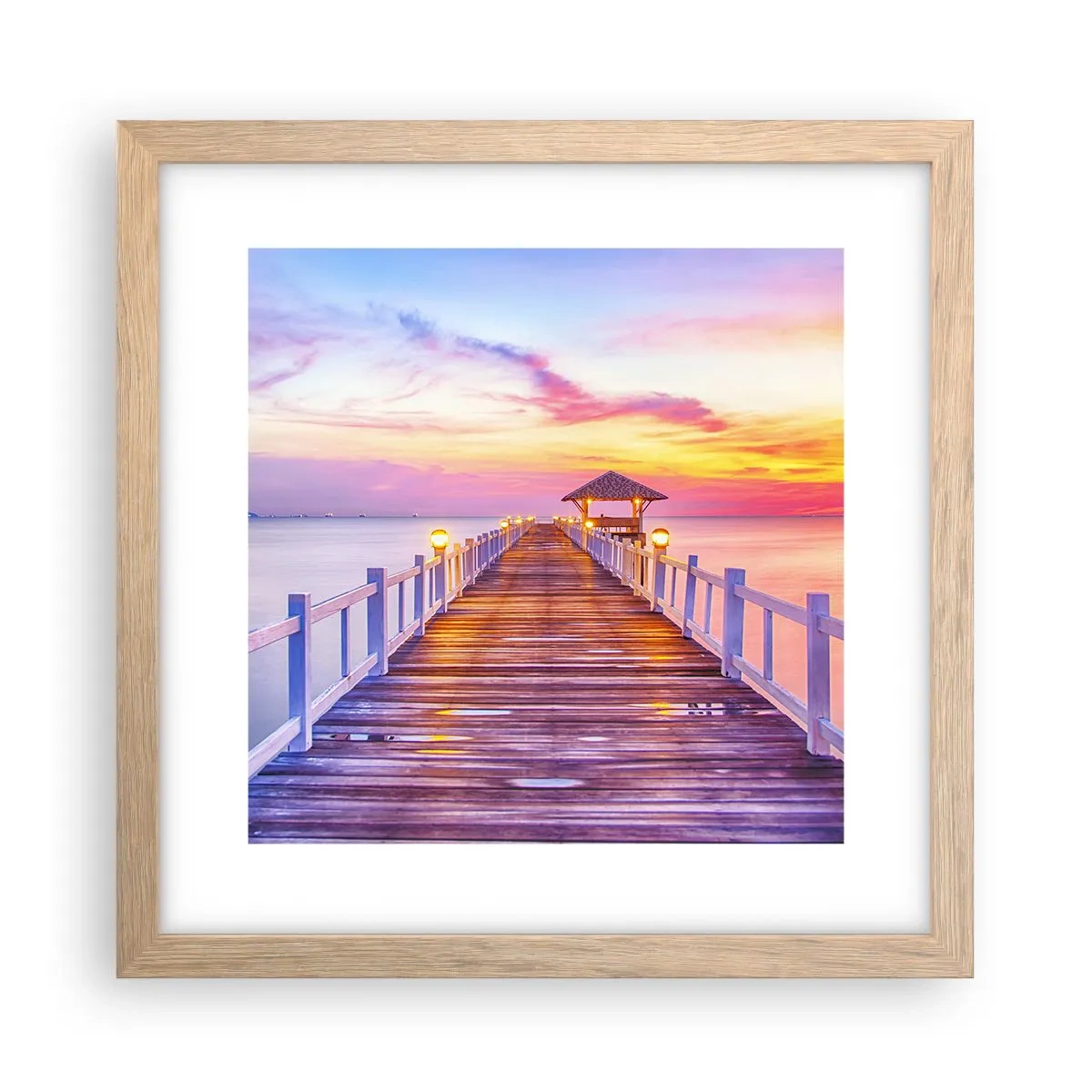 Affisch i ram av ljusek - Kvällens lila-guld tystnad - 30x30 cm