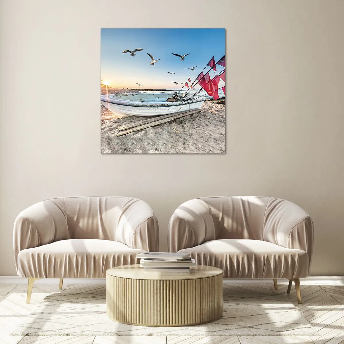 Glastavla - Bild på glas - Välförtjänt vila - 50x50 cm